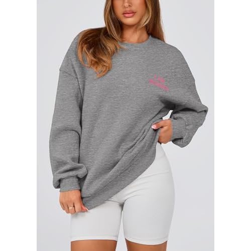 PRETTYGARDEN Women's Fall Fashion Oversized Sweatshirts Casual Crewneck Long Sleeve Graphic Pullover Tops Shirt