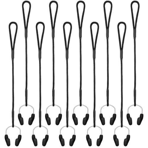 Hiboom 10 Pcs Silicone Swimming Nose Plugs with Strap - Black
