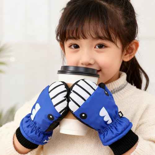 Kids Winter Warm Ski Gloves - Outdoor Mittens for Girls Boys 4-8 Years