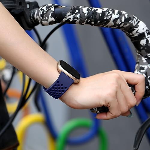 Maledan Breathable Waterproof Sport Band for Fitbit Versa 4 & Sense 2 - Black, Navy Blue, Space Gray, Army Green, Large