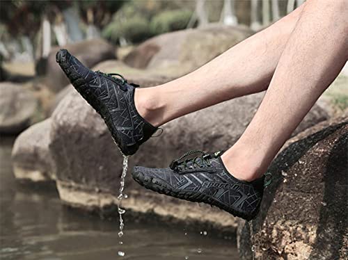 Water Shoes for Men and Women - Quick Dry Barefoot Hiking & Swimming Shoes - Black, 14 Women / 12 Men