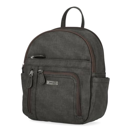 Women's Vegan Leather Backpack - Adele, Black Heirloom - MultiSac