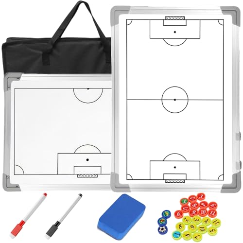 Krynnox Soccer White Magnetic Coaching Board Double-Sided Tactics Whiteboard for Coaches