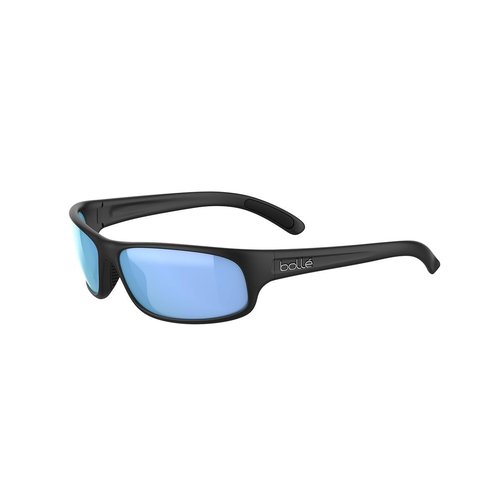 bollé Anaconda BS027008 64MM Black Matte/Sky Blue Polarized Rectangular Sunglasses for Men +BUNDLE with ACCESSORY EYEWEAR KIT