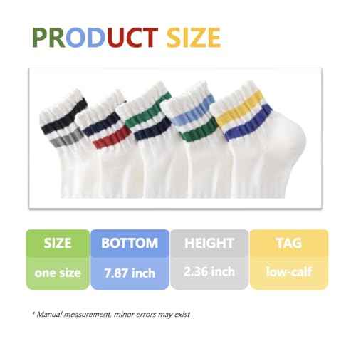 Women Striped Retro Novelty Crew Socks Sporty Thick Cotton Quarter Tube Socks