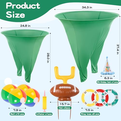 Green 22PCS Outdoor Family Yard Game Set with Inflatable Football & Accessories