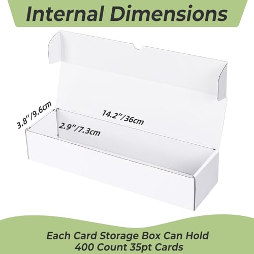 15 Pack White Trading Card Storage Boxes - Holds 400 Cards Each, 14.2x3.8x2.9 Inches