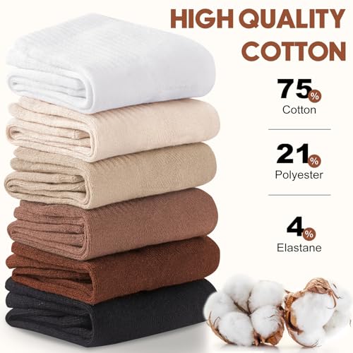 Coffee Ankle Socks for Women - Athletic Cotton Quarter Socks, 6 Pairs