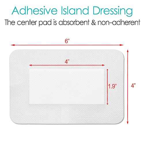 Breathable Island Dressing Bordered Gauze 4"x6" Adhesive Incision Bandages with Non-Stick Pad for Back Knee Replacement Elbow Abdominal Surgery Wound Care Patches Injury Cuts (Pack of 10)