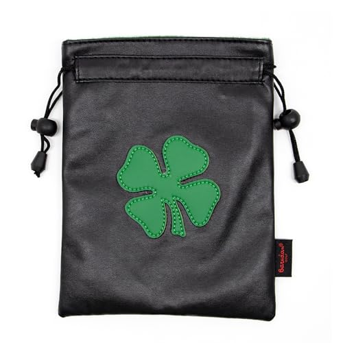 Leather Golf Valuables Pouch with Drawstrings - Black