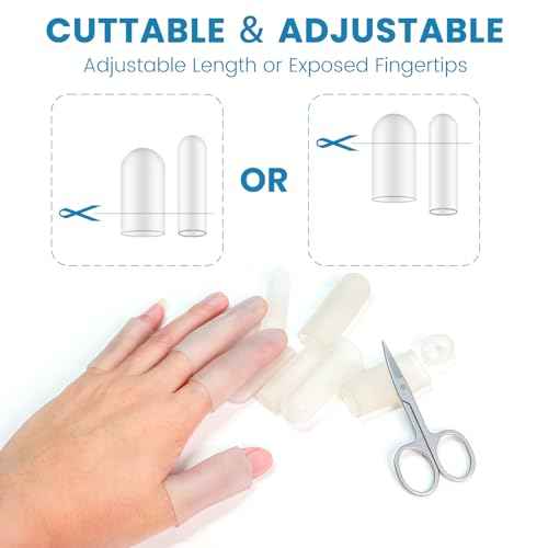 20Pcs Gel Finger Cots, Small Silicone Finger Protectors Sleeves, Fingertip Cover Caps to Heal Cracked, Eczema, Peeling, Hangnails, Corn, Calluses