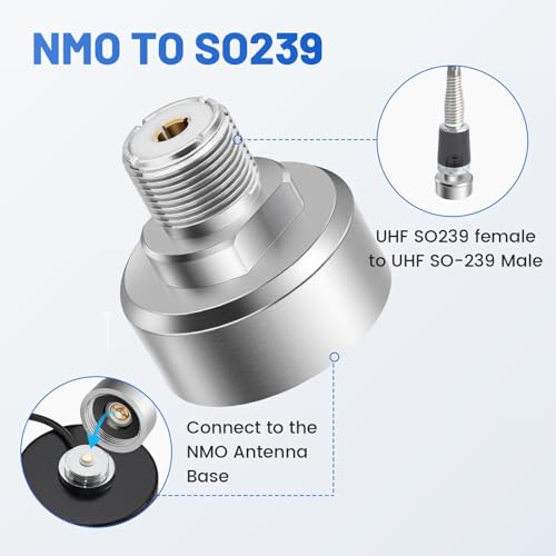 NMO to SO239 UHF PL259 Antenna Adapter for Ham Radio, Heavy Duty Brass Connector