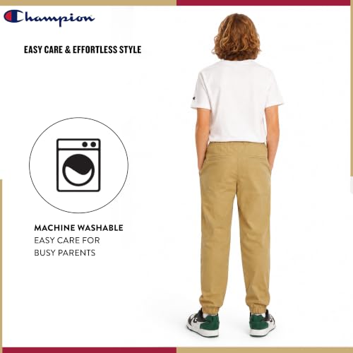 Champion Boys Twill Jogger Pants - Large Khaki Stretch Cotton Athletic Pants