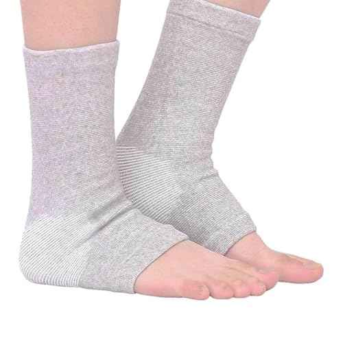MVVM 2 Pairs of One Compress Bamboo Foot Sleeves,Keep Warm Bamboo Ankle Socks Foot Sleeves, Suitable for Cold Protection Against Swelling and Sprains (Gray,One Size Fits All)