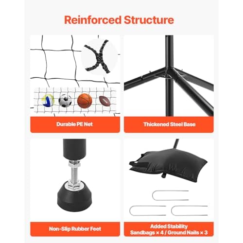 VEVOR Volleyball Training Net System,8 * 11/12 * 11ft/Pitching Practice/Spiking Practice/14 Net,Portable Net Station, Easy Setup Indoor Outdoor Target Net for Serving Spiking Setting
