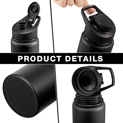14 Pack Aluminum Water Bottles 17 oz Reusable Sport Water Bottles with Leakproof Snap Lid - Black