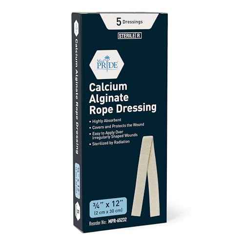MED PRIDE Calcium Alginate Rope Dressing Pack of 5 Sterile Highly Absorbent for Gaping Wounds Burns Ulcers 2cm X 30cm