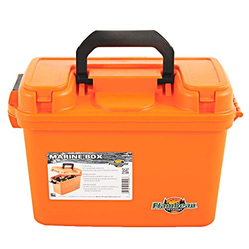 Marine Dry Box 14 Inch - Water Resistant with O-Ring Seal & Lift-Out Tray - Orange