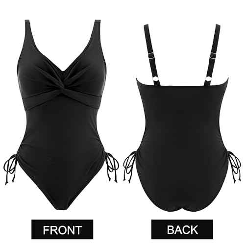 AI'MAGE Women's Tummy Control Swimsuits One Piece Bathing Suits Push Up Slimming Swimwear with Drawstring