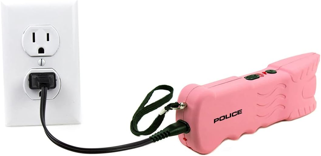 POLICE Stun Gun for Self Defense 916 – High Voltage Rechargeable with LED Flashlight, Compact & Heavy Duty – Personal Security for Women – Pink