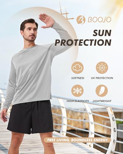 X-Large 7 Pack Men's Long Sleeve Quick Dry Sun Protection Gym T-Shirts - Black, Grey, Blue