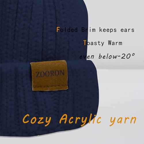 ZOORON Beanies for Womens Winter Knitted Beanies Hats with Faux Fur Pom Warm Knit Skull Cap
