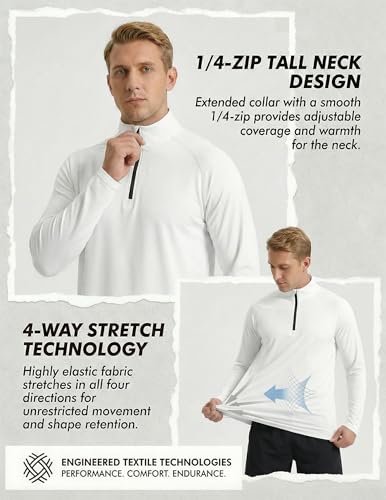 Men's Quarter Zip Sun Rash Guard Shirts - 2 Pack Long Sleeve Swimwear