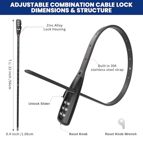 WARLION Zip Tie Lock - 3-Digit Adjustable Cable Lock, for Bike Rack, Motorcycle Helmet, Skateboard, Skis, French Door, Stroller & Cabinet - Ideal for Lightweight Security (1 Pack)