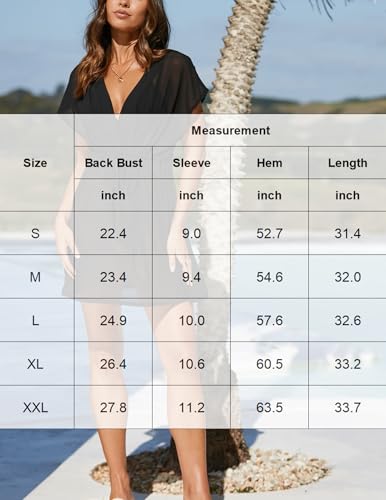 Avidlove Green Small Swimsuit Cover Up for Women Beach Chiffon Sheer V-Neck Swimwear