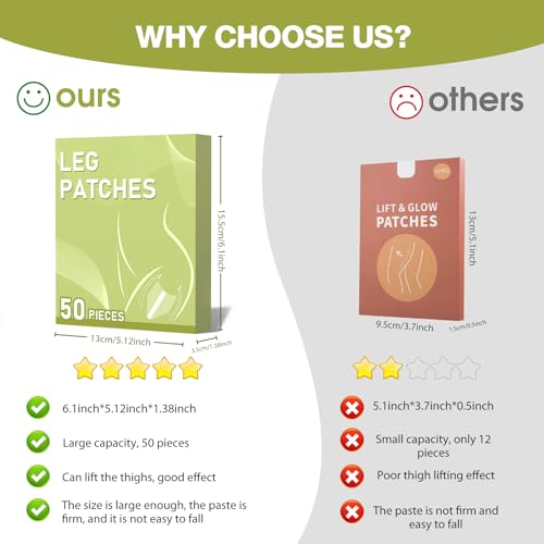 50PCS Thigh Lift Tape - Lift and Glow Patches Legs Invisible Waterproof Adhesive Body Tape, Anti Friction Invisible Patchs for Daily Use