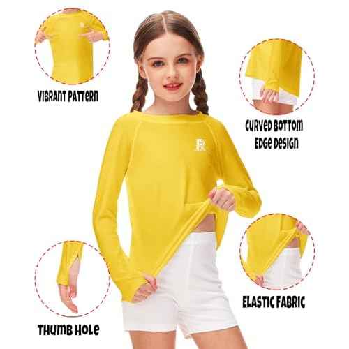 Remimi Unisex Kids Rash Gurad Long Sleeve SPF 50+ Sun Shirts with Thumb Hole 3-12 Years