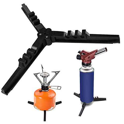 Folding Universal Fuel Can Canister Stand, Caudblor Tripod Stabilizer for Camping Stoves, Upgrade Compact Butane Gas Tank Bracket, Plastic Cylinder Cartridge Holder, Footrest for Outdoor Hiking Stove
