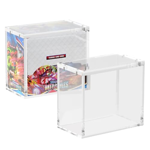 3-Pack Acrylic Booster Box Case with Magnetic Lid - UV & Dustproof, 8mm Thick
