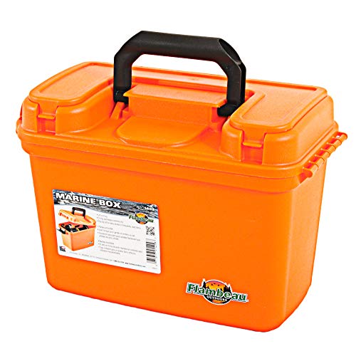 Marine Dry Box 14 Inch - Water Resistant with O-Ring Seal & Lift-Out Tray - Orange