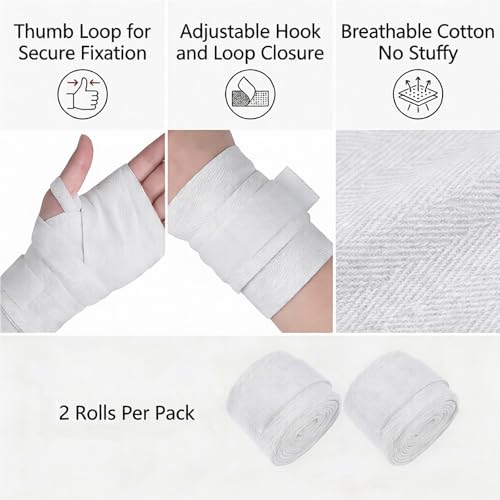 White Hand Wraps for Boxing & MMA - 138 Inch Wrist Support Straps - Starsouce