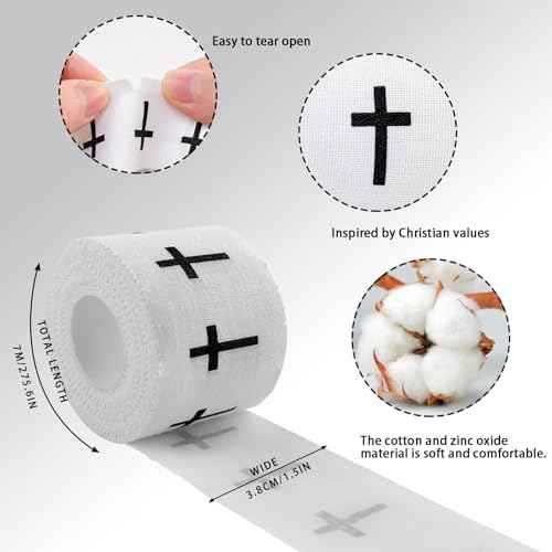 Cross Tape 2 pcs Christian Athletic Sports Wrap Tape Jesus Cotton Wrist Sport Tape Cross Religious Tape for Christian Athletes£¨2IN X 23FT £©