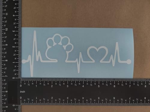 Large White Dog Paw Decals 4 Pack - Love Heartbeat Print & Variations