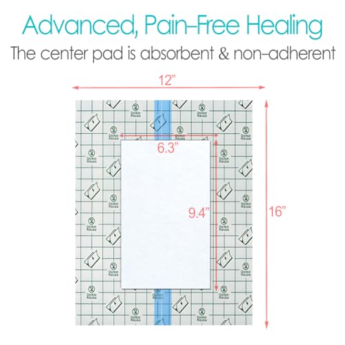 12"x15.7" Waterproof Shower Cover Incision Bandages for Large Wound with No Glue On The Center Adhesive Transparent Shower Protector Post Surgical Water Barrier Guard Pack of 7