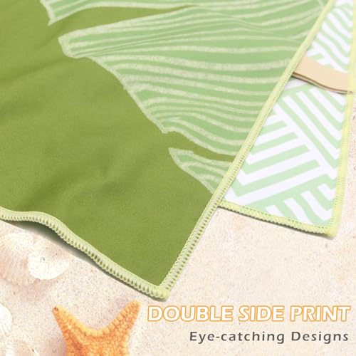 Eunzel Microfiber Beach Towel, Quick Dry Travel Towel Large Sand Free Towel for Beach, Camping, Swim Pool, Gym, Sports& Yoga 71"x32", Palm Green