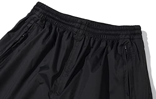 BenBoy Women's Waterproof Rain Pants Large Black-White Lightweight Rainwear