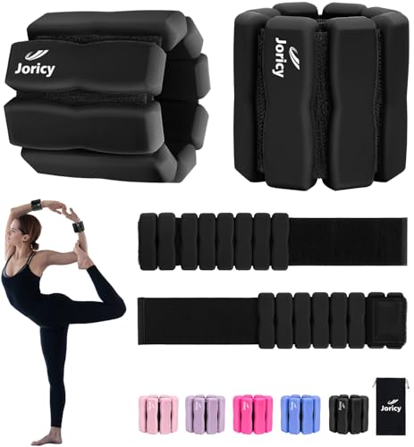 Ankle Wrist Weights for Women & Men 2lbs Pair Black Adjustable Fitness Resistance