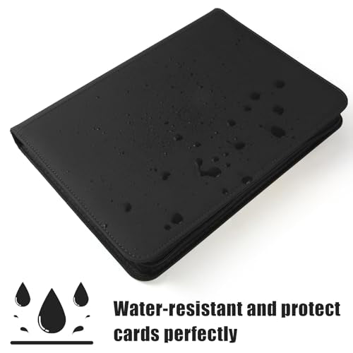 Black 9-Pocket Card Binder with Zipper for Trading Cards - 648 Capacity