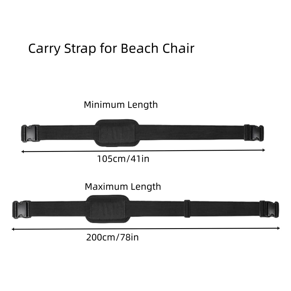 FKUMLUN 3 Pcs Carry Strap for Beach Chair,Adjustable Beach Chair Backpack Straps,Replacement Universal Folding Chair Carry Strap for Beaches Camping Backpacking Picnics Foldable Bikes Outdoor (Black)