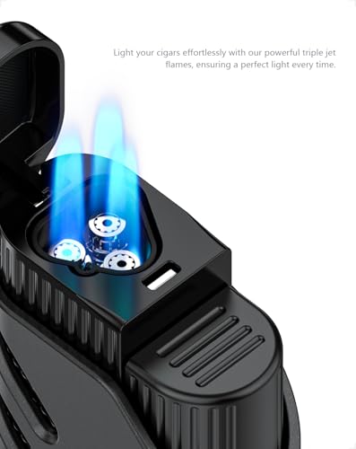 Refillable Windproof Triple Jet Flame Torch Lighter Adjustable Gas Refillable