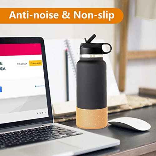 WUQID Protective Bling Silicone Boot Sleeve, Compatible with Stanley Tumbler 20-40oz & Hydro Flask Bottle 12oz-24oz, Glitter Reduces Dents Sleeve Cover for More Bottles/Tumblers Bottom of 2.83-2.95in