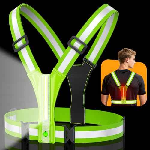 LED Reflective Vest Super Bright Lighting, 360¡Æ Visible Running Light for Runners, Waterproof Adjustable Reflective Running Vest Headlamp for Men/Women/Kids Night Walking/Running/Cycling