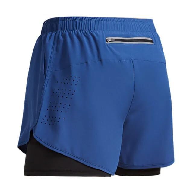 Mens Athletic Shorts with Liner (US, Waist, 34, Short, Blue)