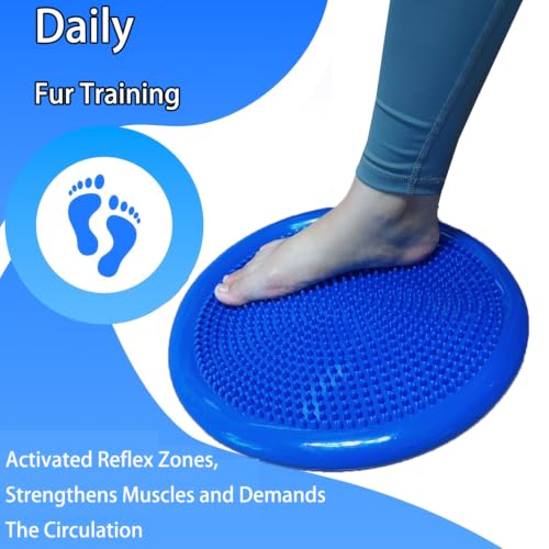 Wobble Cushion Balance Disc with Pump - Non-Toxic Anti-Slip Seat for Focus & Core Exercise