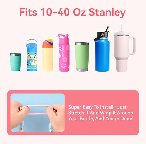 Flower Multicolor Water Bottle Strap for Stanley & Owala Cups, Hand-Woven Boho Cotton Sling