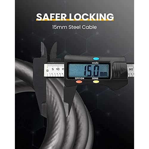 5-Dial Resettable Bicycle Lock - 4FT/1.2M Anti-Cut Cable Lock with Combination Code | Lightweight Security Chain for Mountain Bikes, E-Bikes, Scooters